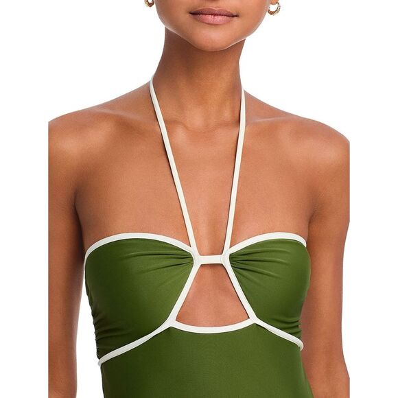 Johanna Ortiz Womens Ashninka Cutout Back One-Piece Swimsuit Medium Military - Picture 4 of 6